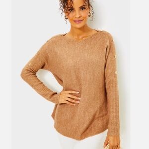Lilly Pulitzer Arna Sweater Heathered Ratan Relaxed Longer Length Fit Medium